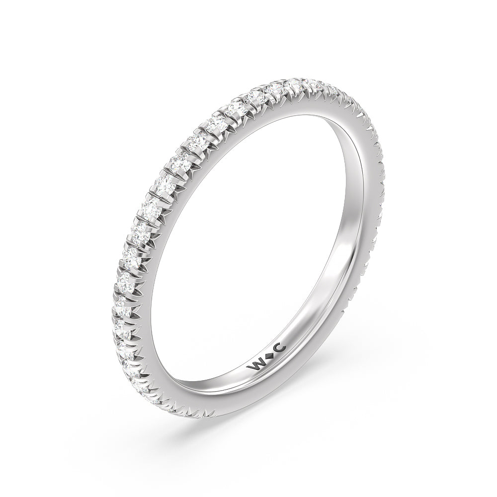 Ara Petite French Set Diamond Wedding Band with 18KT White Gold Cut Diamond in 14KT White Gold view 4
