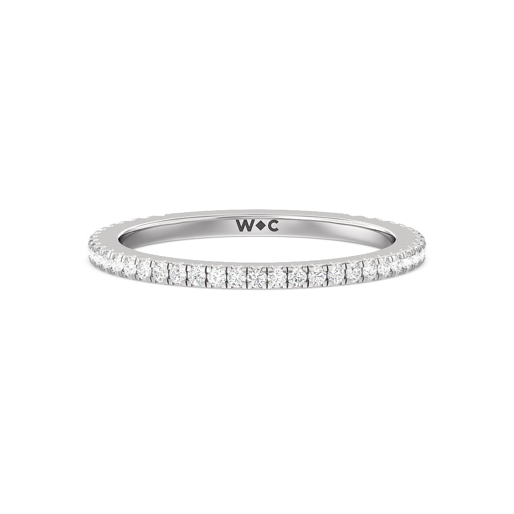 Ara Fine Classic Pave Diamond Wedding Band with 18KT White Gold Cut Diamond in 14KT White Gold view 1
