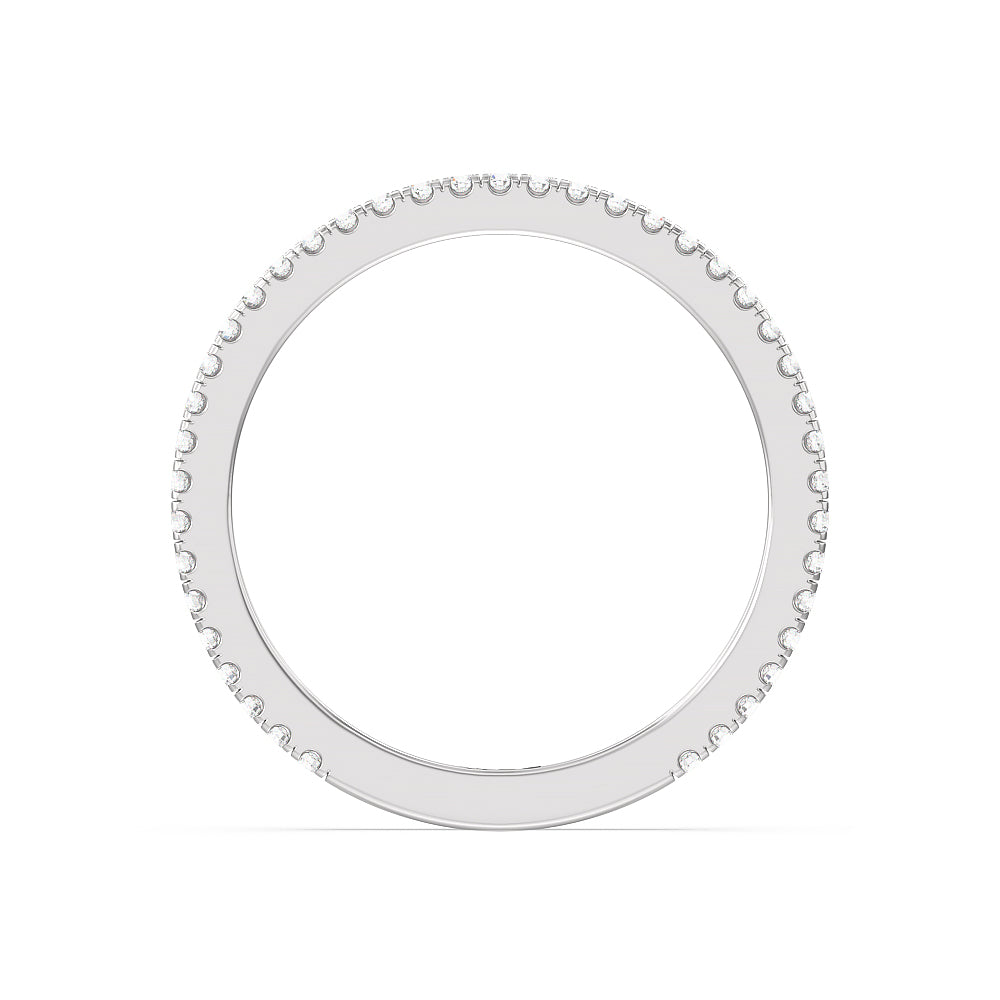 Ara Fine Classic Pave Diamond Wedding Band with 18KT White Gold Cut Diamond in 14KT White Gold view 2
