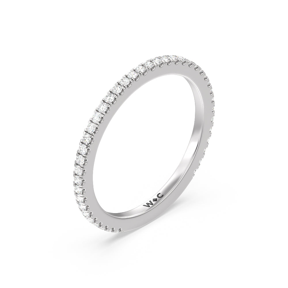 Ara Fine Classic Pave Diamond Wedding Band with 18KT White Gold Cut Diamond in 14KT White Gold view 4
