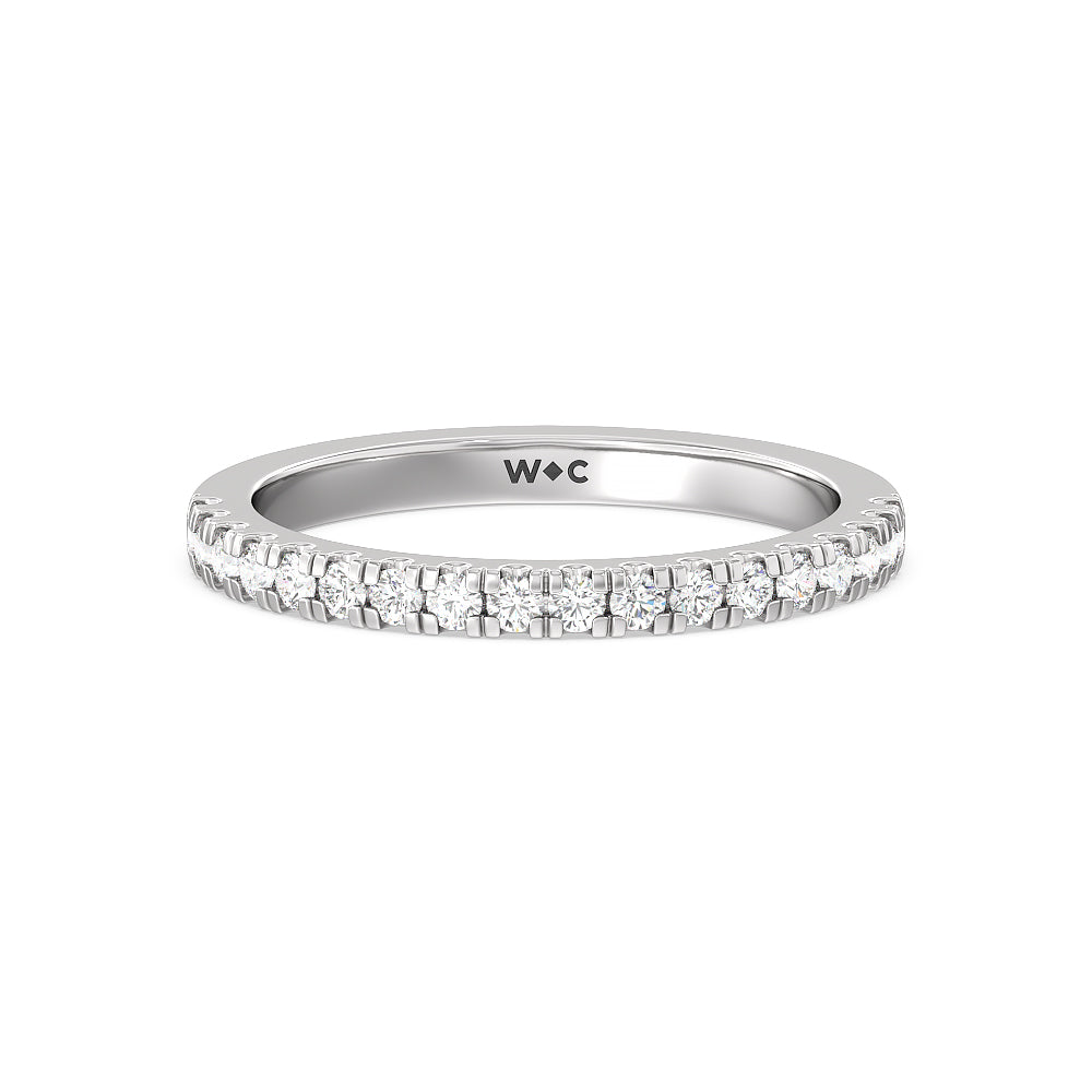 Vela Classic Pave Diamond Wedding Band with 18KT White Gold Cut Diamond in 14KT White Gold view 1
