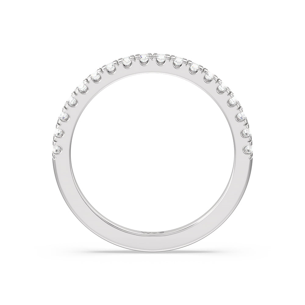 Vela Classic Pave Diamond Wedding Band with 18KT White Gold Cut Diamond in 14KT White Gold view 2
