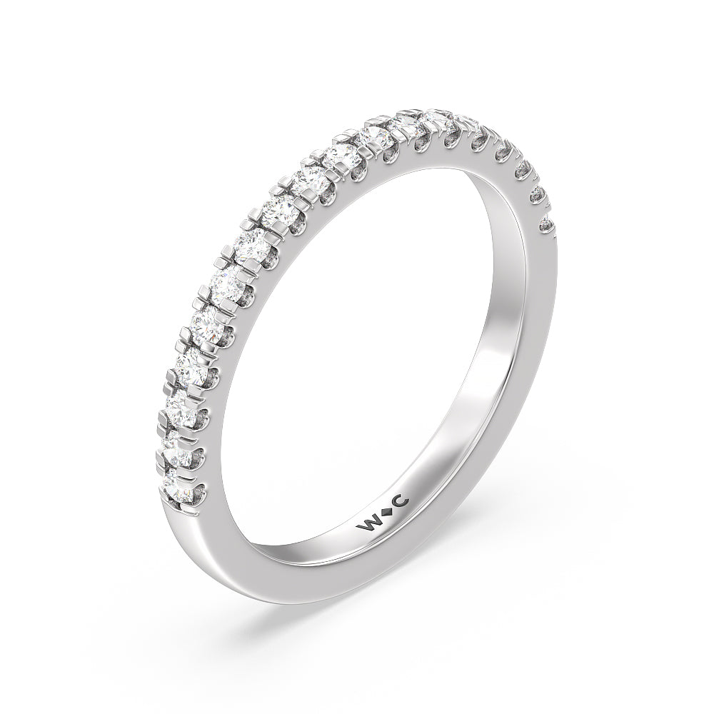 Vela Classic Pave Diamond Wedding Band with 18KT White Gold Cut Diamond in 14KT White Gold view 4
