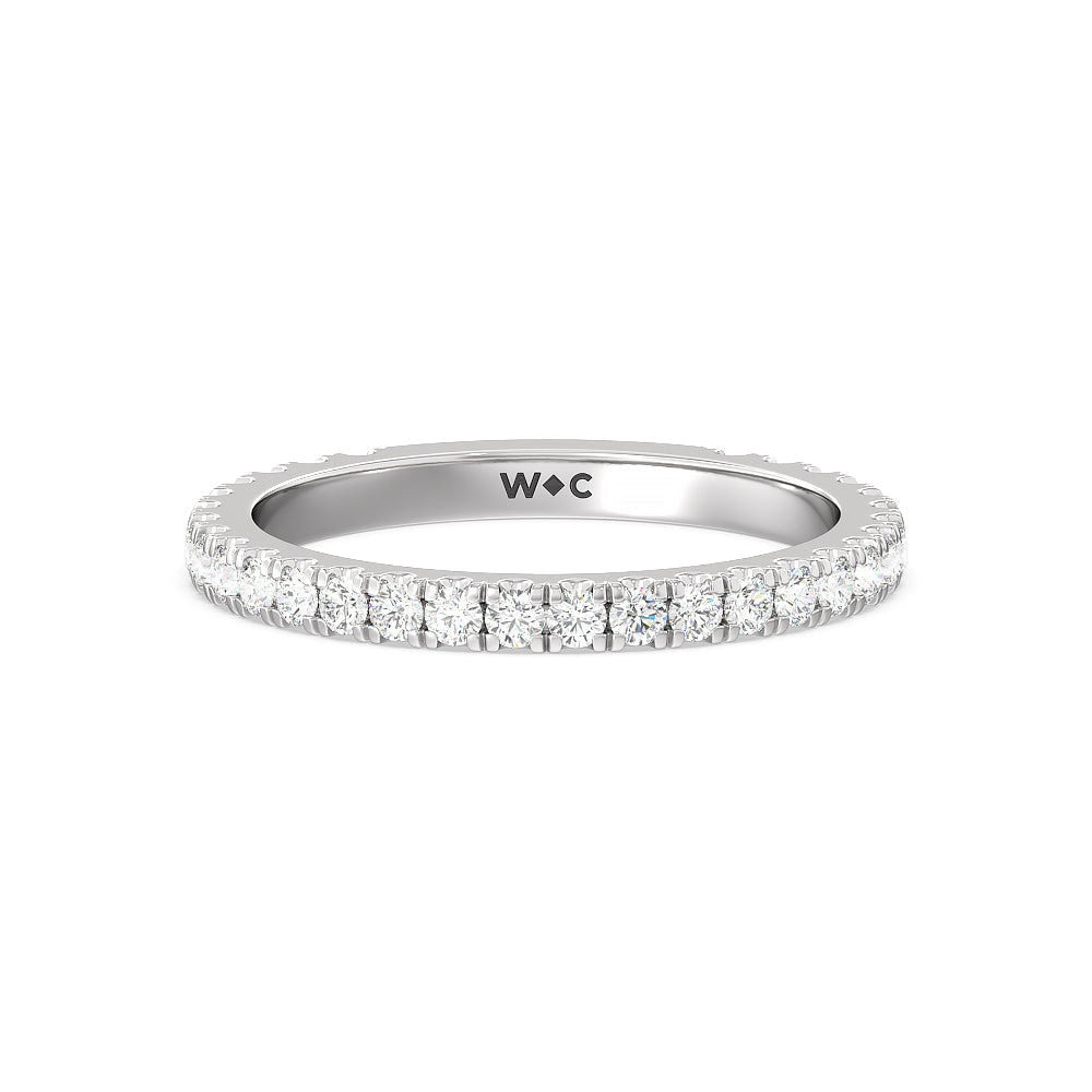 Ara Midi Classic Pave Diamond Wedding Band with 18KT White Gold Cut Diamond in 14KT White Gold view 1

