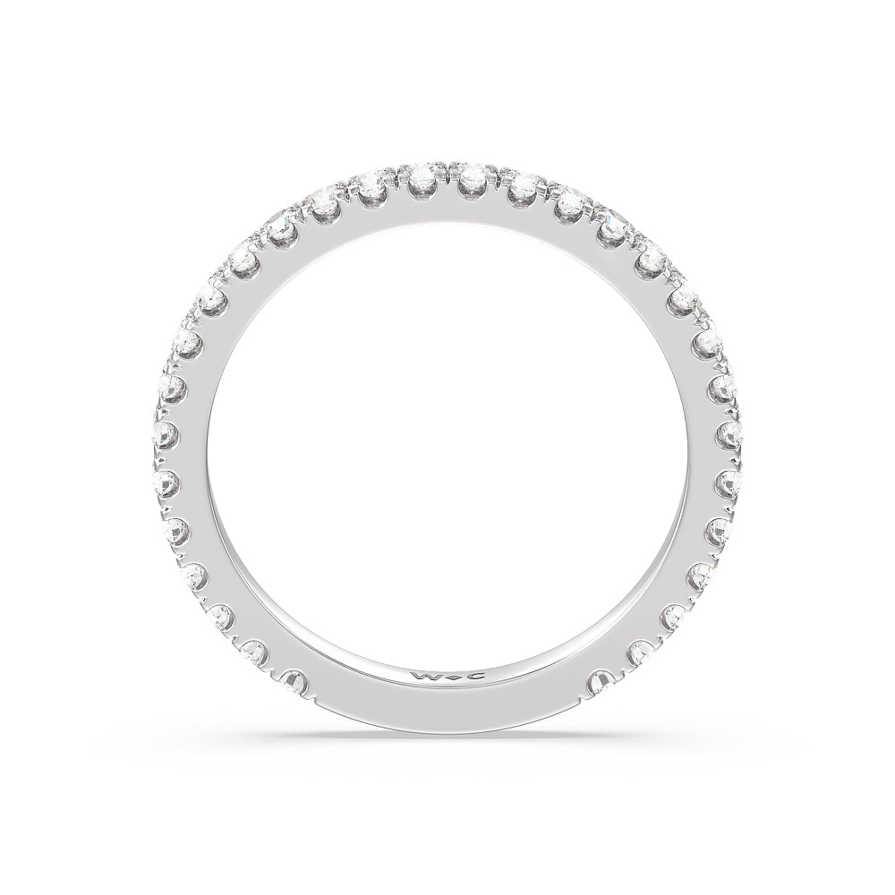 Ara Midi Classic Pave Diamond Wedding Band with 18KT White Gold Cut Diamond in 14KT White Gold view 2

