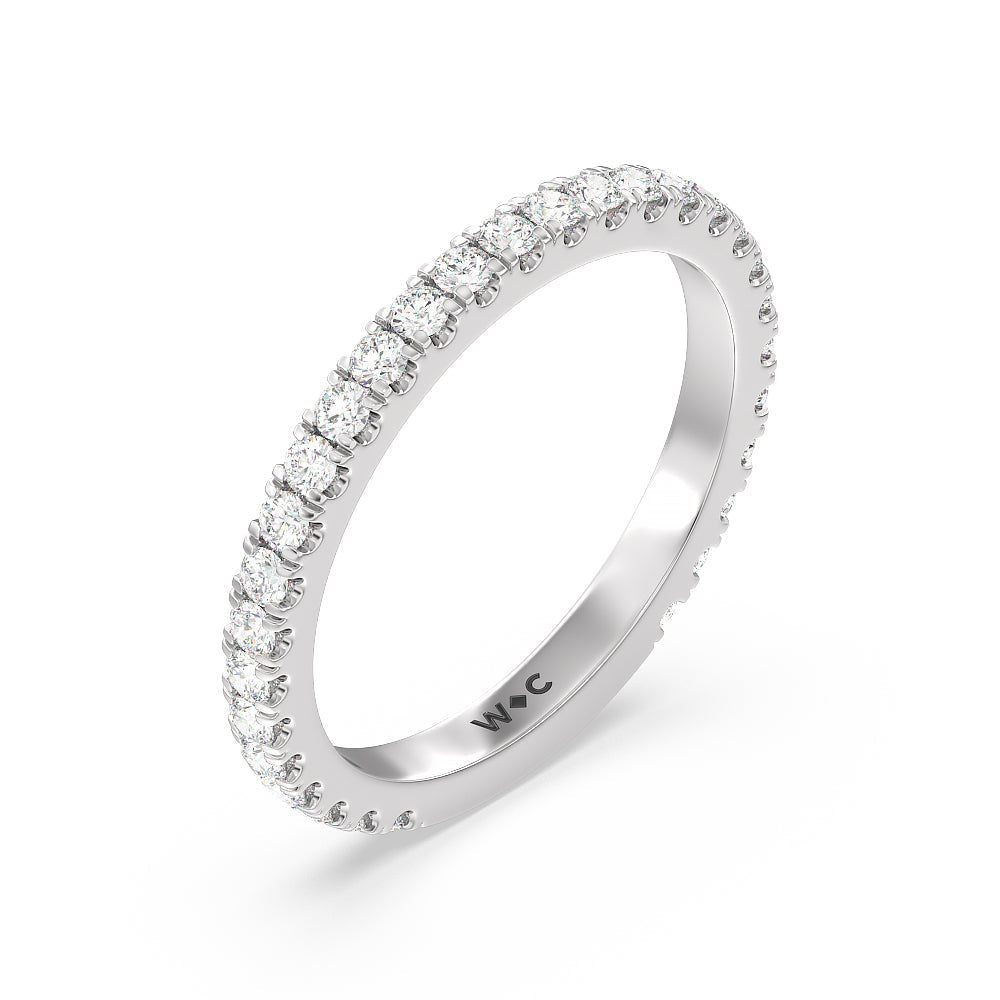 Ara Midi Classic Pave Diamond Wedding Band with 18KT White Gold Cut Diamond in 14KT White Gold view 4

