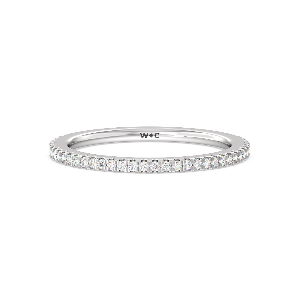 Ara Fine Hidden Halo Diamond Wedding Band with 18KT White Gold Cut Diamond in 14KT White Gold view 1
