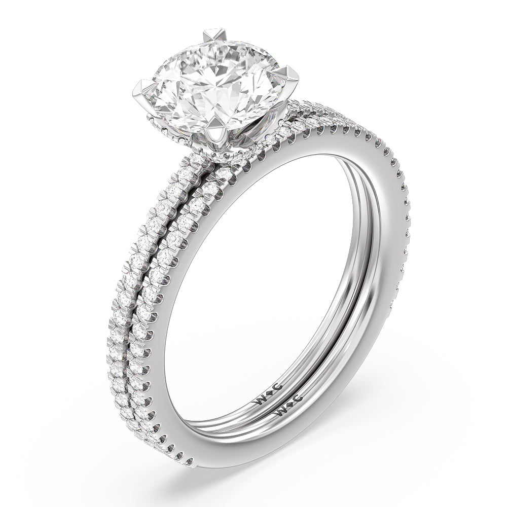 Ara Fine Hidden Halo Diamond Wedding Band with 18KT White Gold Cut Diamond in 14KT White Gold view 3
