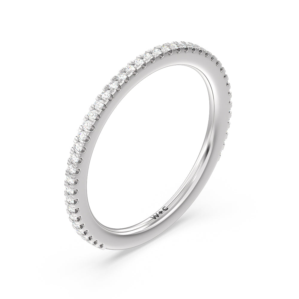 Ara Fine Hidden Halo Diamond Wedding Band with 18KT White Gold Cut Diamond in 14KT White Gold view 4
