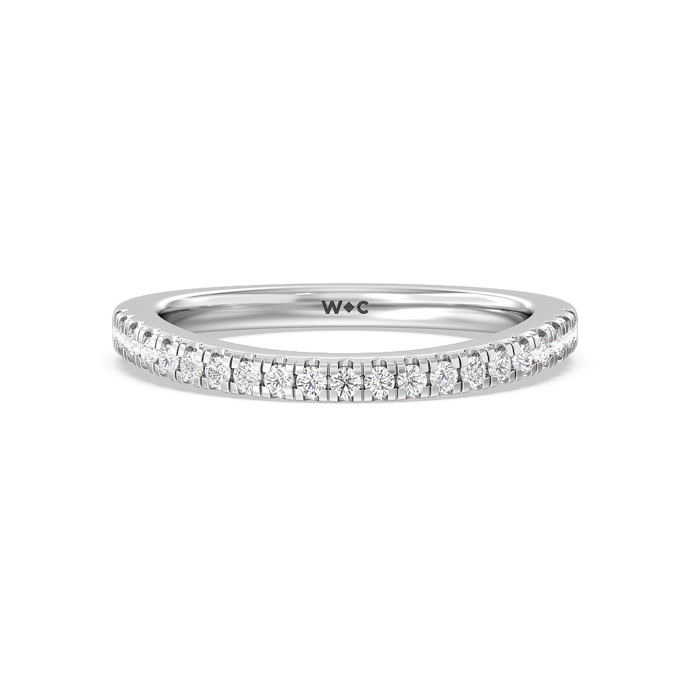 Double Halo Split Shank Cathedral Wedding Band with 18KT White Gold Cut Diamond in 14KT White Gold view 1
