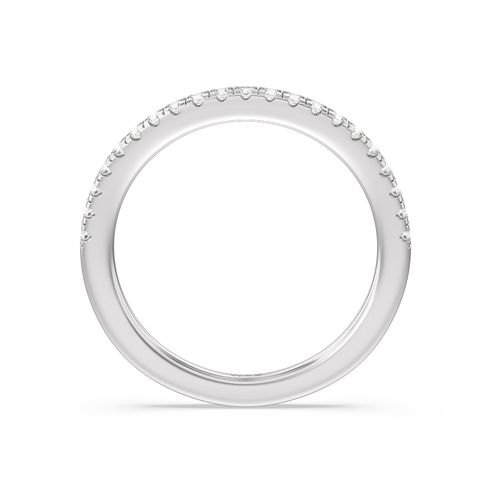Double Halo Split Shank Cathedral Wedding Band with 18KT White Gold Cut Diamond in 14KT White Gold view 4
