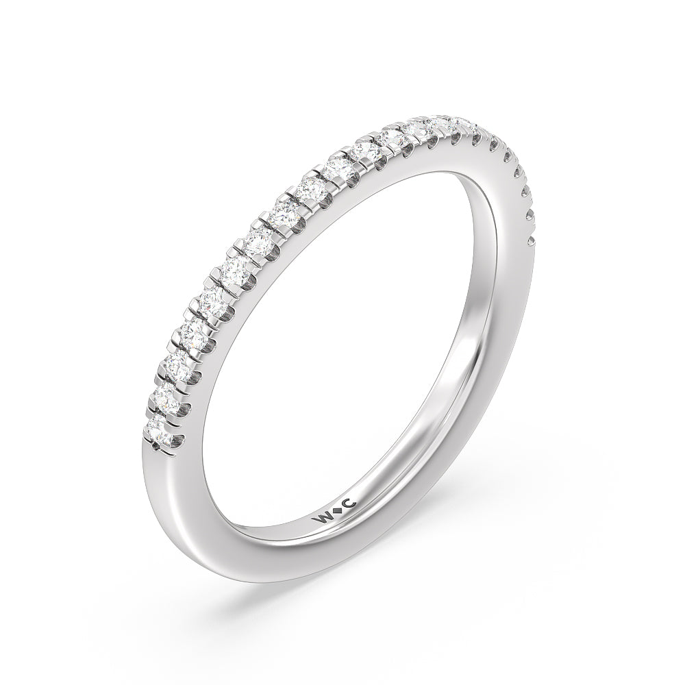 Double Halo Split Shank Cathedral Wedding Band with 18KT White Gold Cut Diamond in 14KT White Gold view 2
