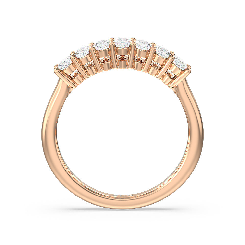 Seven Stone Oval Cut Diamond Ring with 18KT Rose Gold / Lab / 1 Cut Diamond in 14KT Rose Gold / Lab / 1 view 2
