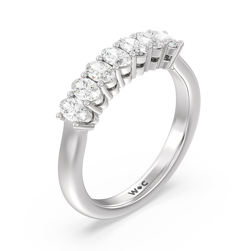 Seven Stone Oval Cut Diamond Ring with 18KT White Gold / Lab / 1 Cut Diamond in 14KT White Gold / Lab / 1 view 3
