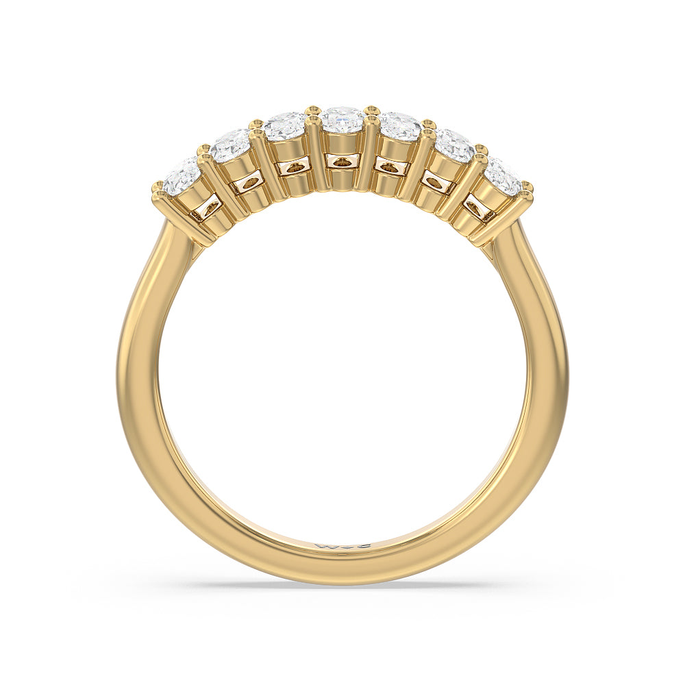 Seven Stone Oval Cut Diamond Ring with 18KT Yellow Gold / Lab / 1 Cut Diamond in 14KT Yellow Gold / Lab / 1 view 2
