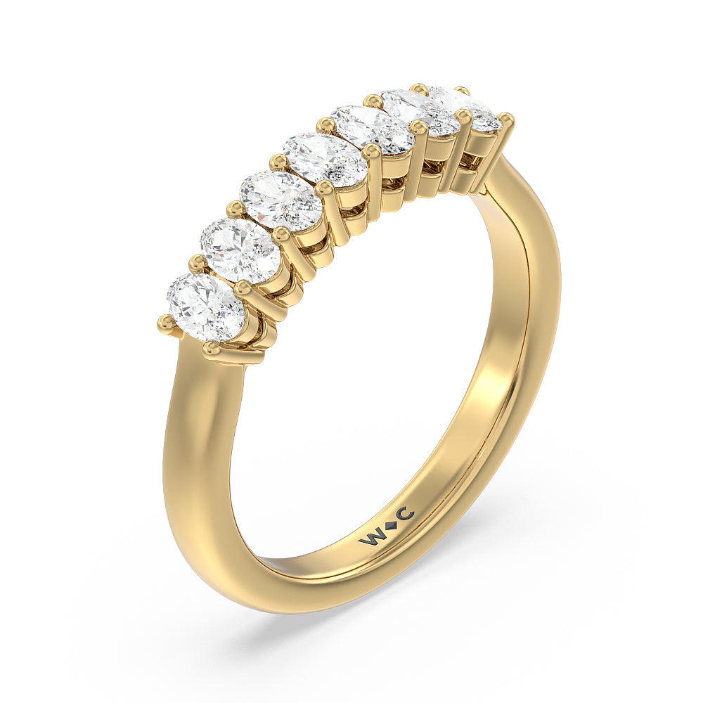 Seven Stone Oval Cut Diamond Ring with 18KT Yellow Gold / Lab / 1 Cut Diamond in 14KT Yellow Gold / Lab / 1 view 3
