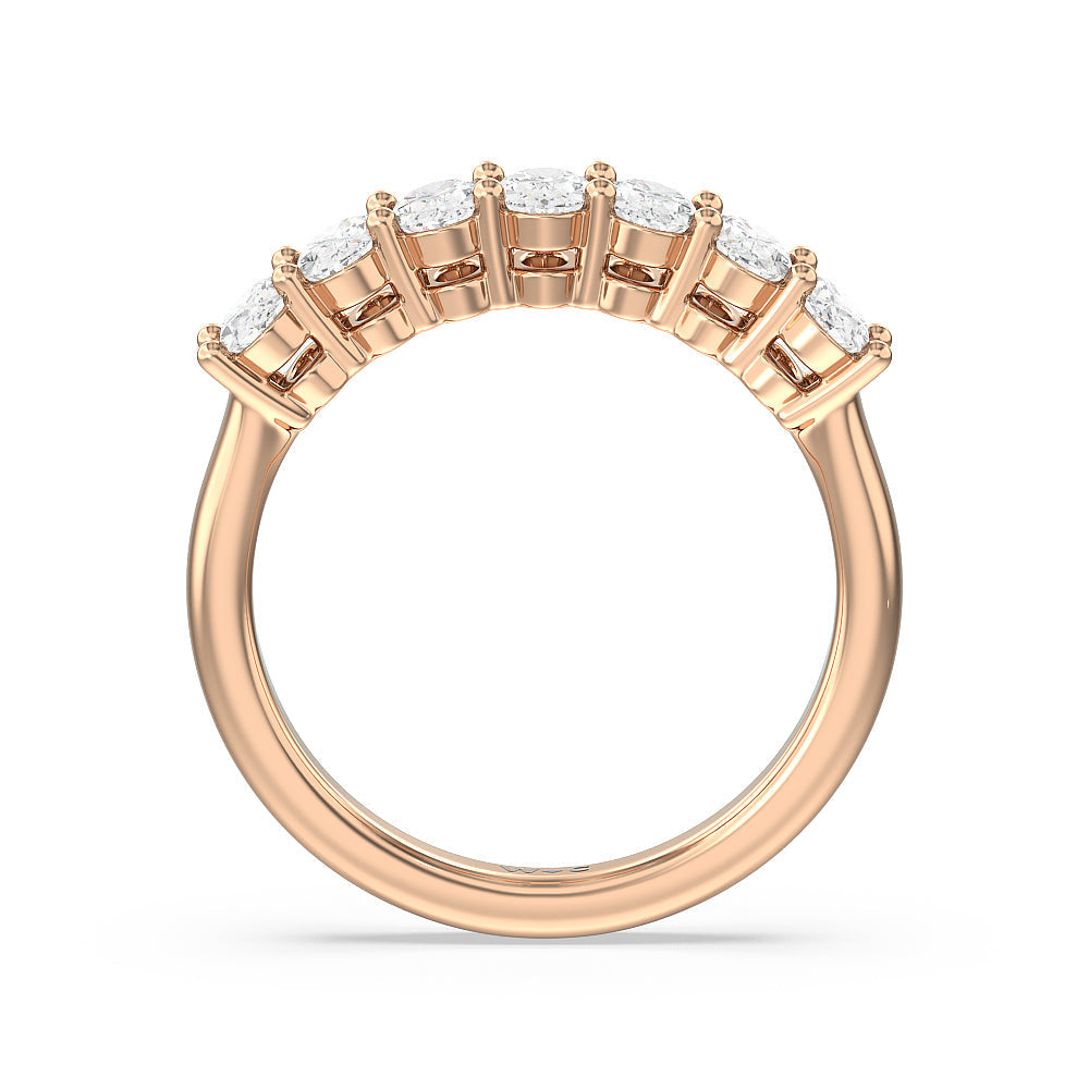 Seven Stone Oval Cut Diamond Ring with 18KT Rose Gold / Lab / 1 1/2 Cut Diamond in 14KT Rose Gold / Lab / 1 1/2 view 2
