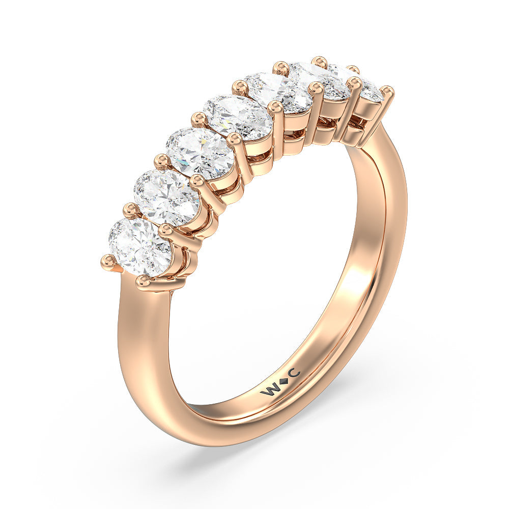 Seven Stone Oval Cut Diamond Ring with 18KT Rose Gold / Lab / 1 1/2 Cut Diamond in 14KT Rose Gold / Lab / 1 1/2 view 3
