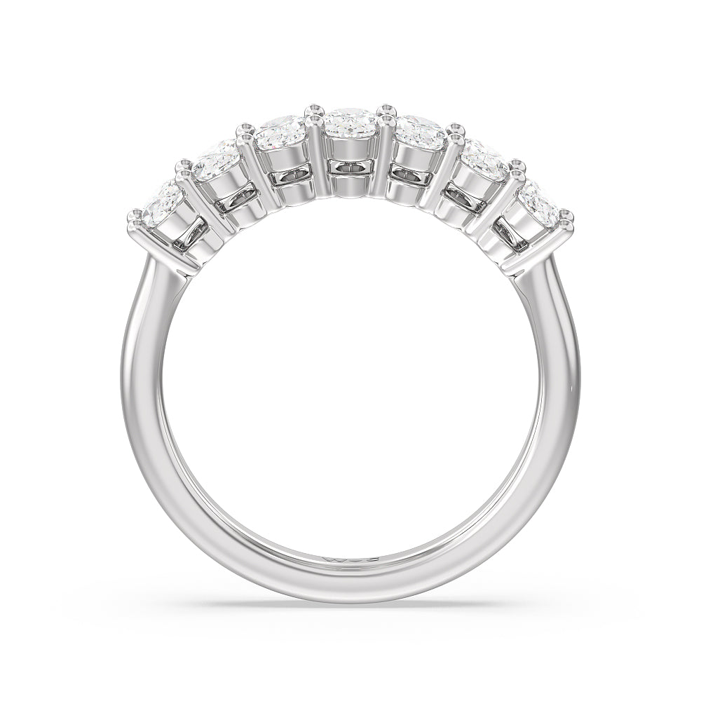 Seven Stone Oval Cut Diamond Ring with 18KT White Gold / Lab / 1 1/2 Cut Diamond in 14KT White Gold / Lab / 1 1/2 view 2
