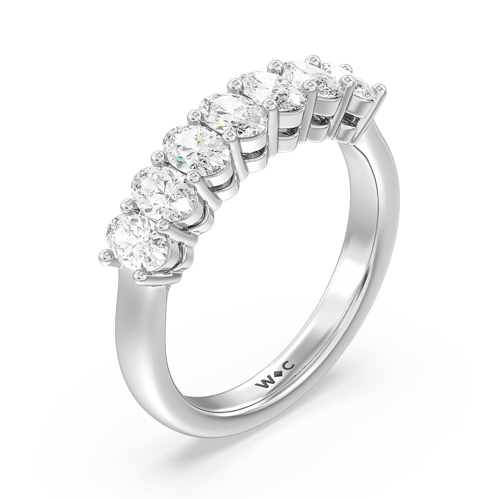 Seven Stone Oval Cut Diamond Ring with 18KT White Gold / Lab / 1 1/2 Cut Diamond in 14KT White Gold / Lab / 1 1/2 view 3
