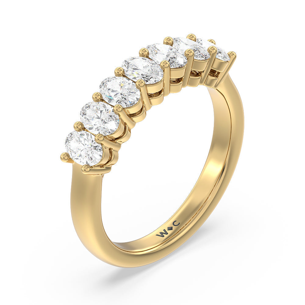 Seven Stone Oval Cut Diamond Ring with 18KT Yellow Gold / Lab / 1 1/2 Cut Diamond in 14KT Yellow Gold / Lab / 1 1/2 view 3
