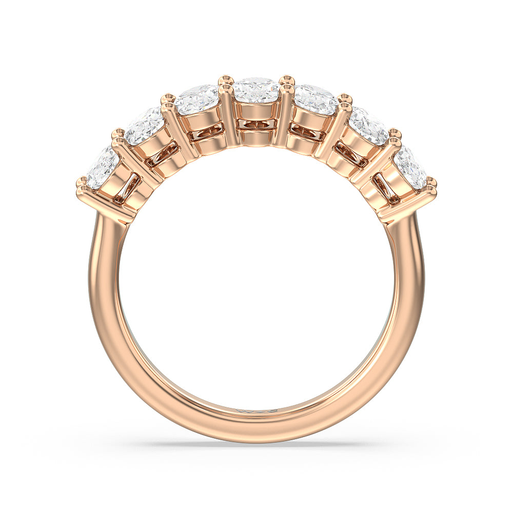 Seven Stone Oval Cut Diamond Ring with 18KT Rose Gold / Lab / 2 Cut Diamond in 14KT Rose Gold / Lab / 2 view 2
