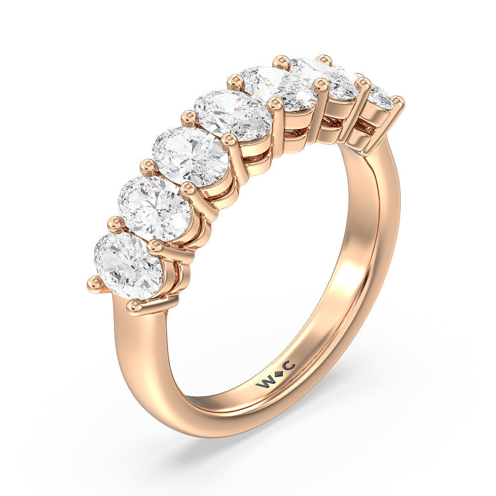 Seven Stone Oval Cut Diamond Ring with 18KT Rose Gold / Lab / 2 Cut Diamond in 14KT Rose Gold / Lab / 2 view 3
