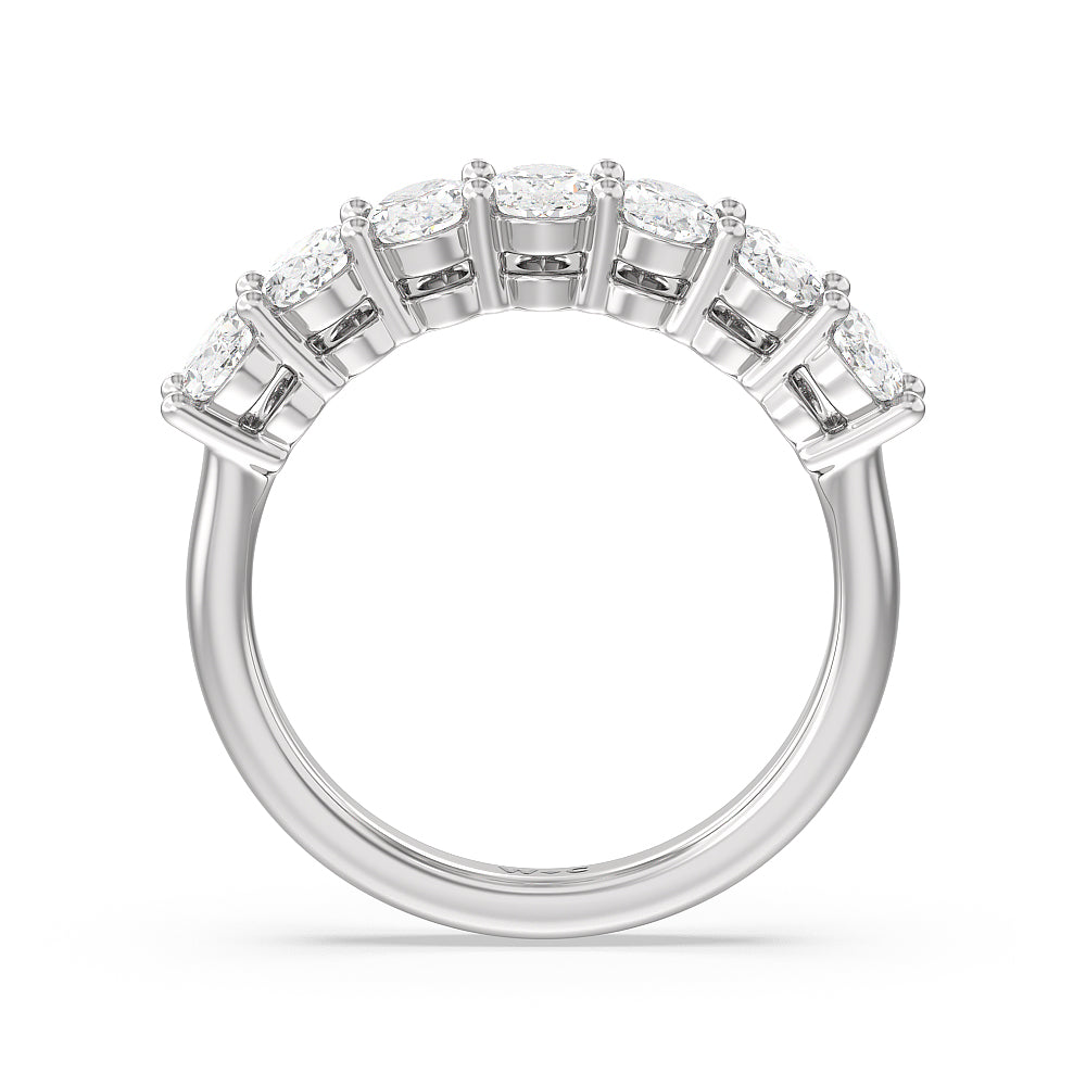 Seven Stone Oval Cut Diamond Ring with 18KT White Gold / Lab / 2 Cut Diamond in 14KT White Gold / Lab / 2 view 2
