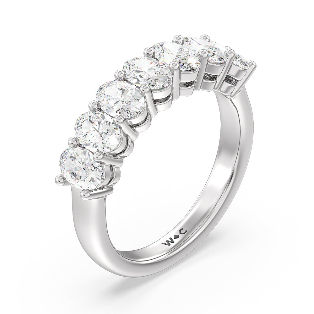 Seven Stone Oval Cut Diamond Ring with 18KT White Gold / Lab / 2 Cut Diamond in 14KT White Gold / Lab / 2 view 3
