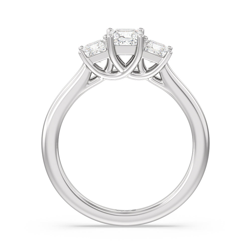 Three Stone Princess Cut Diamond Ring with 18KT White Gold / Lab / 1 Cut Diamond in 14KT White Gold / Lab / 1 view 2
