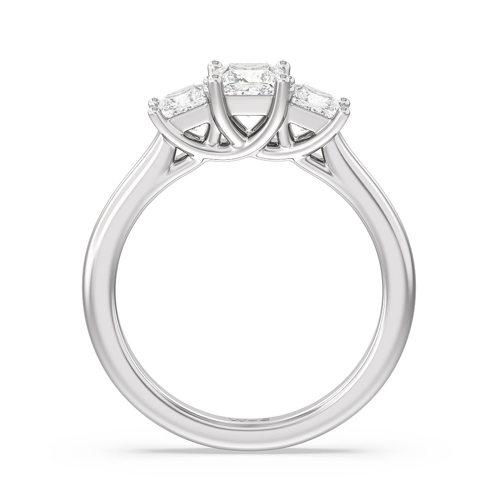 Three Stone Princess Cut Diamond Ring with 18KT White Gold / Lab / 1 1/2 Cut Diamond in 14KT White Gold / Lab / 1 1/2 view 2
