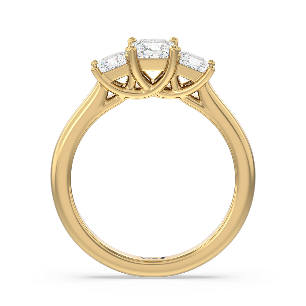 Three Stone Princess Cut Diamond Ring with 18KT Yellow Gold / Lab / 1 1/2 Cut Diamond in 14KT Yellow Gold / Lab / 1 1/2 view 2
