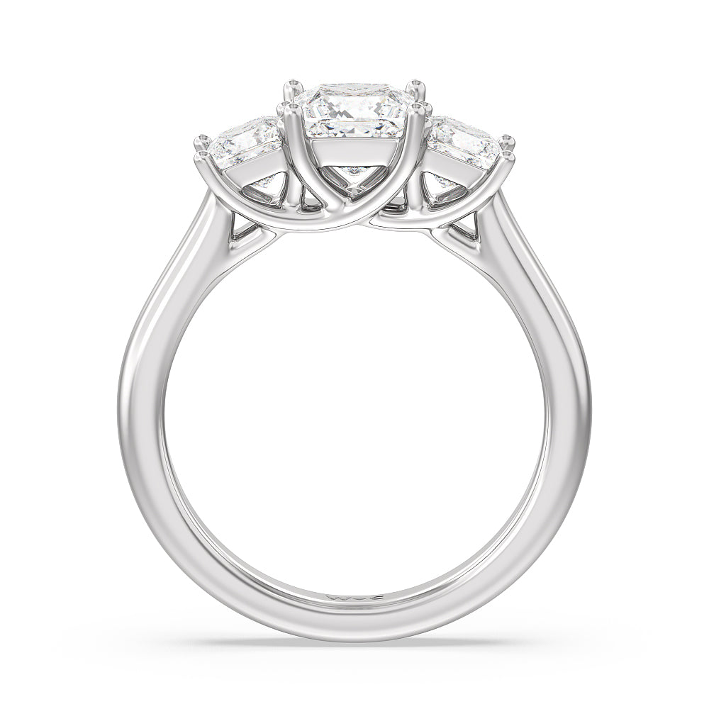 Three Stone Princess Cut Diamond Ring with 18KT White Gold / Lab / 2 Cut Diamond in 14KT White Gold / Lab / 2 view 2

