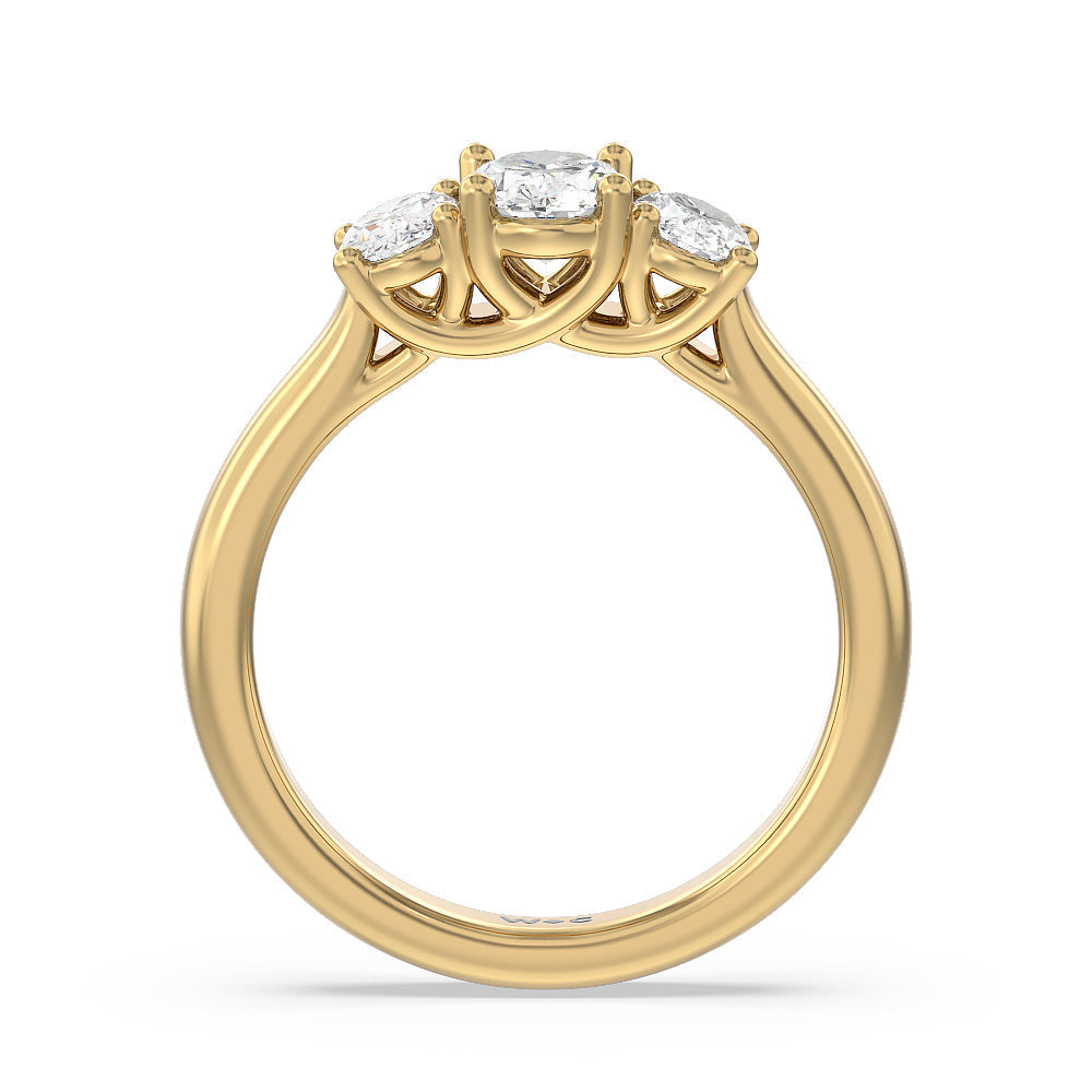 Three Stone Oval Cut Diamond Ring with 18KT Yellow Gold / Lab / 1 1/2 Cut Diamond in 14KT Yellow Gold / Lab / 1 1/2 view 4
