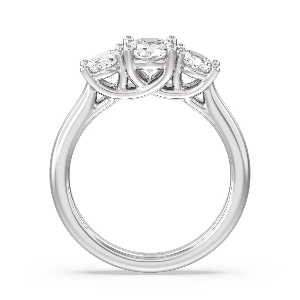 Three Stone Oval Cut Diamond Ring with 18KT White Gold / Lab / 2 Cut Diamond in 14KT White Gold / Lab / 2 view 4
