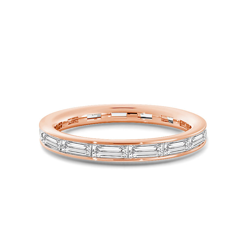 Baguette Diamond East-West Eternity Ring with 18KT Rose Gold / Lab / 3/4 Cut Diamond in 14KT Rose Gold / Lab / 3/4 view 1
