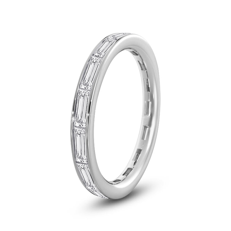 Baguette Diamond East-West Eternity Ring with 18KT White Gold / Lab / 1 1/4 Cut Diamond in 14KT White Gold / Lab / 1 1/4 view 2
