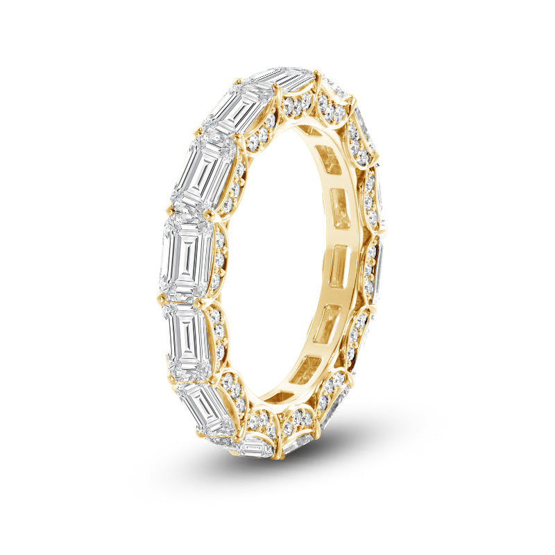 East-West Sash-Set Emerald Cut Diamond Eternity Ring with 18KT Yellow Gold / Lab / 4 5/8 Cut Diamond in 14KT Yellow Gold / Lab / 4 5/8 view 2
