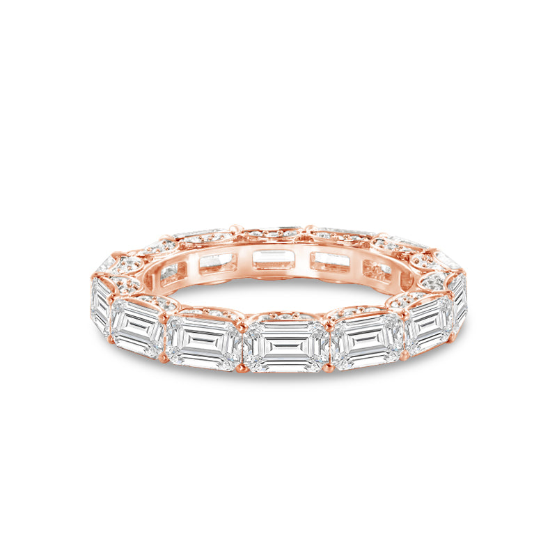 East-West Sash-Set Emerald Cut Diamond Eternity Ring with 18KT Rose Gold / Lab / 9 1/3 Cut Diamond in 14KT Rose Gold / Lab / 9 1/3 view 1
