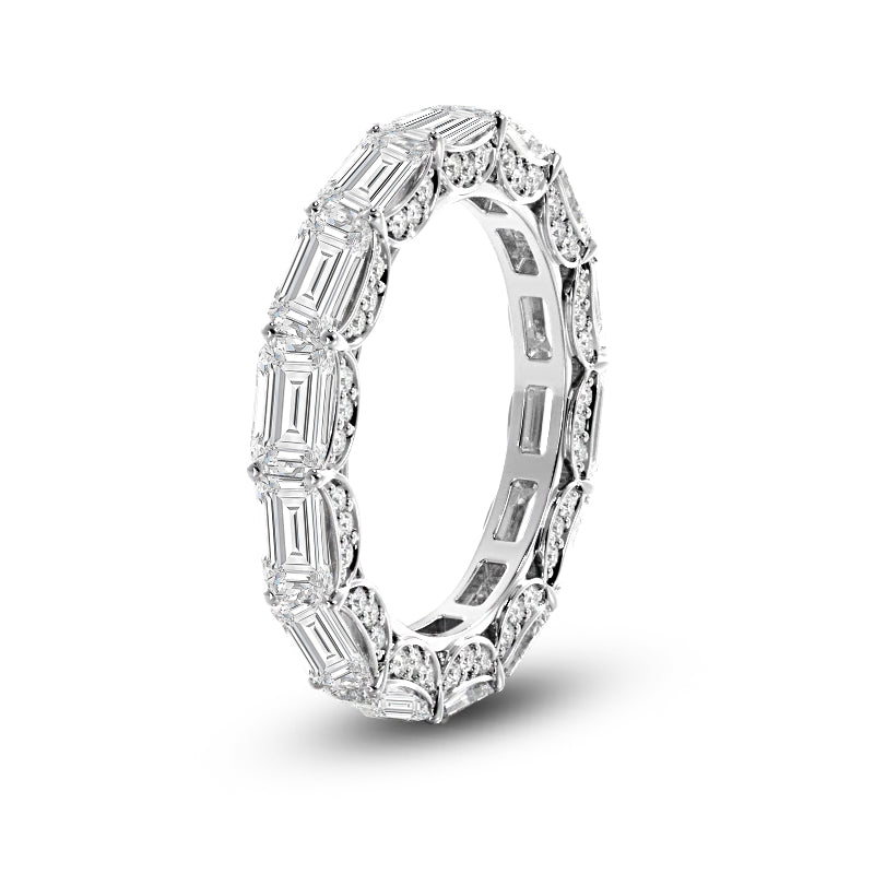 East-West Sash-Set Emerald Cut Diamond Eternity Ring with 18KT White Gold / Lab / 9 1/3 Cut Diamond in 14KT White Gold / Lab / 9 1/3 view 2

