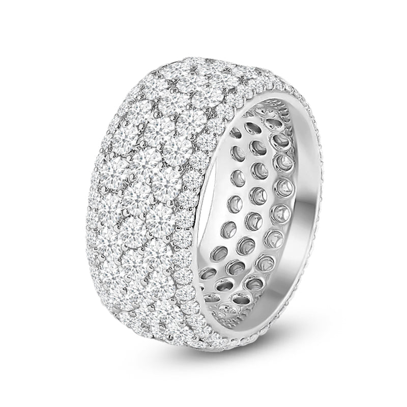 Full Pave Five-Row Diamond Wide Eternity Ring with 18KT White Gold / Lab / 5 3/8 Cut Diamond in 14KT White Gold / Lab / 5 3/8 view 2
