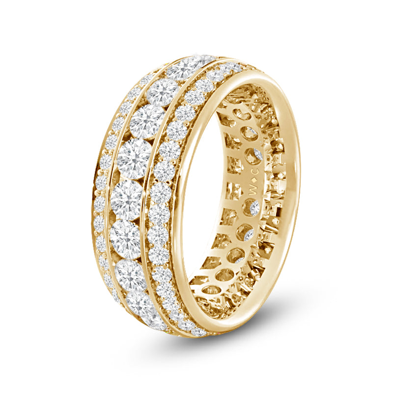 Channel Set Big and Small Diamond Eternity Ring with 18KT Yellow Gold / Lab / 1 5/8 Cut Diamond in 14KT Yellow Gold / Lab / 1 5/8 view 2
