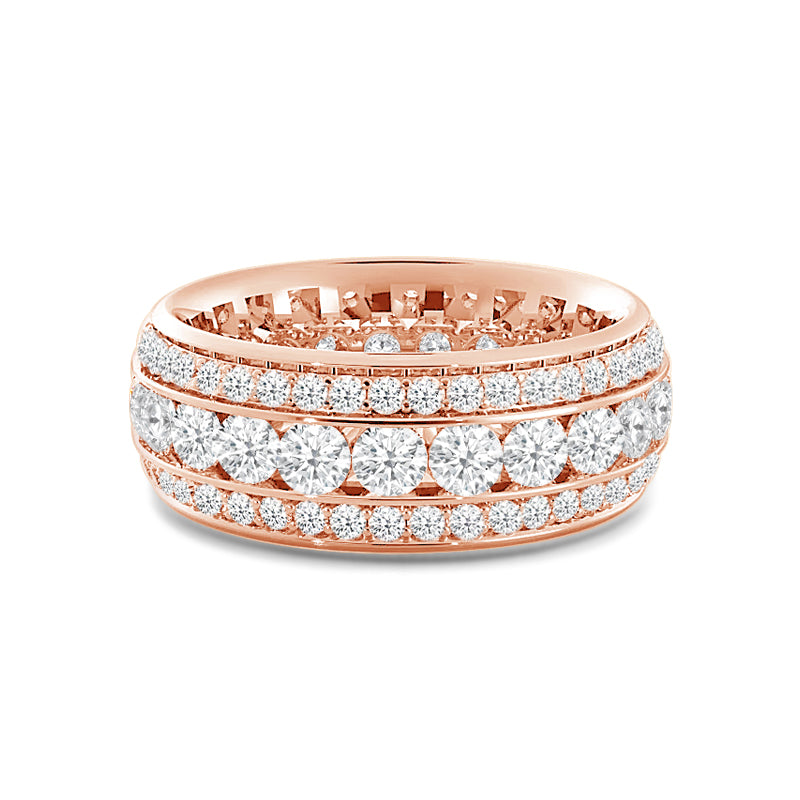 Channel Set Big and Small Diamond Eternity Ring with 18KT Rose Gold / Lab / 2 1/3 Cut Diamond in 14KT Rose Gold / Lab / 2 1/3 view 1
