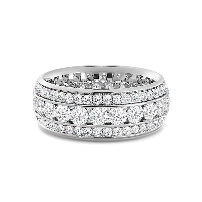 Channel Set Big and Small Diamond Eternity Ring with 18KT White Gold / Lab / 2 9/10 Cut Diamond in 14KT White Gold / Lab / 2 9/10 view 1
