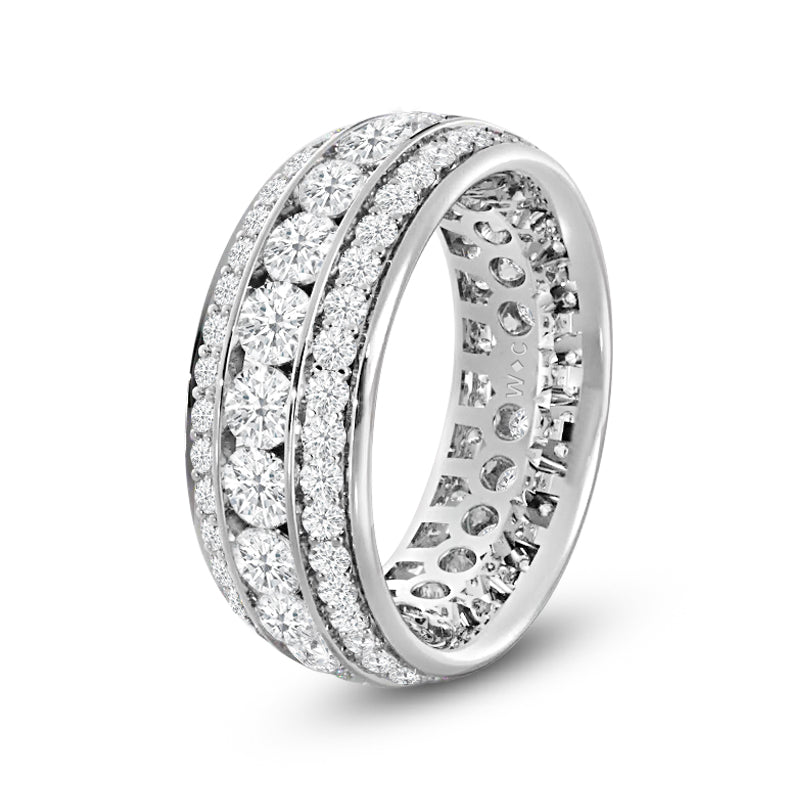 Channel Set Big and Small Diamond Eternity Ring with 18KT White Gold / Lab / 2 9/10 Cut Diamond in 14KT White Gold / Lab / 2 9/10 view 2
