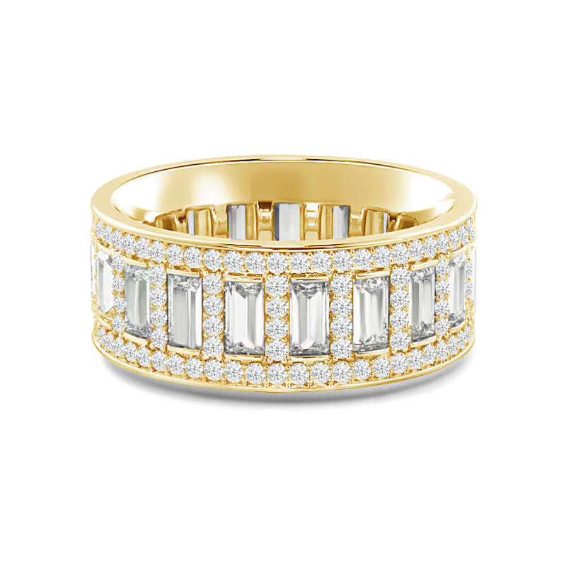 Geometric Halo Vertical Baguette Diamond Eternity Ring